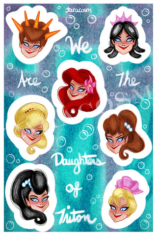 A Mermaid and her Sisters Sticker Sheet