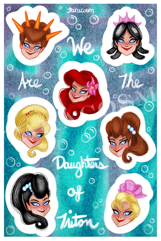 A Mermaid and her Sisters Sticker Sheet