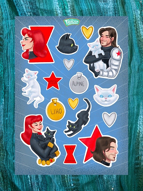 BuckyNat & Cats Sticker Sheet
