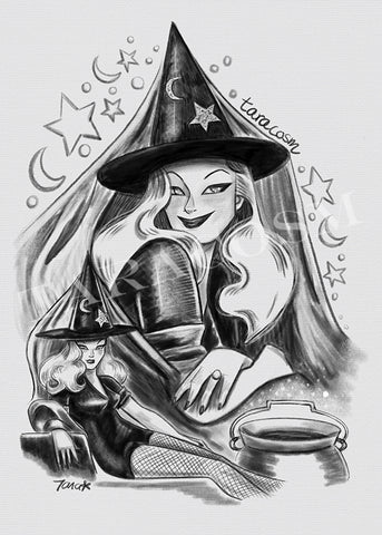 Veronica Lake Witch Pinup Art Print